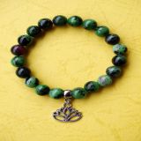 Ruby Zoisite and Lotus Pendant, Bracelet